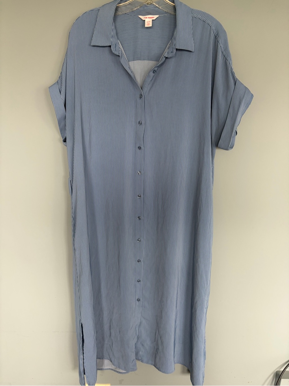 Joe Fresh Blue Striped Midi Shirt Dress